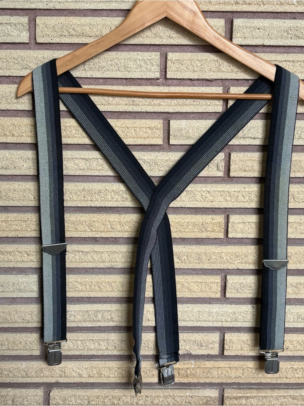 Grey-Black Elastic Suspenders - Menswear - Unisex Suspenders - Gray Suspenders